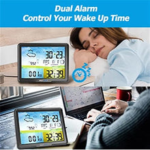 SHANBOYU Multifunction Weather Station, Weather Station Digital Forecast Hygrometer Humidity Temperature with 3 Wireless Sensors Indoor Outdoor Monitor 7.5"