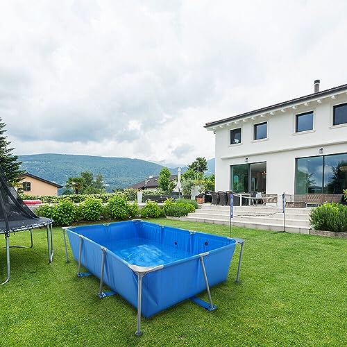 118" L x 79" W x 26" H Blue Rectangular Steel Frame Above Ground Outdoor Backyard Swimming Pool Set Swimming Pools Framed Swimming Pools