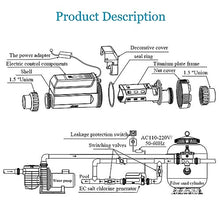 Salt Chlorine Machine, Salt Chlorinator SPA Swimming Pool Chlorine Generator Swimming Pool Chlorinator Automatic Salt Water Pool Generator (16g)