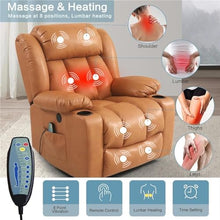 HTERWQEA Large Leather Power Lift Recliner Chair with Heat and Massage