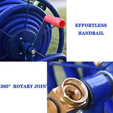 Hose Reels Metal Hose Cart 12-19MM Outdoor Hose Reel Garden Four-Wheel Industrial Wind Decoration Affordable Household Water Pipe Set (Color : BLUE-DN20, Size : Hose Reel+100M Pipe)