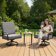 Furnimart 360° Swivel Rocker Patio Chairs Set of 2 with Coffee Table, 3-Piece Patio Furniture Set for Apartment Balcony Small Space, Heavy Duty Metal Outdoor Bistro Set (Gray)