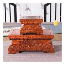 LUYOUBOZHU Vase Stand Mahogany Carving Patterns Display Base, Bonsai Teapot Rectangular Pedestal Stand(Large)