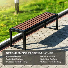 Vttui Backless Outdoor Bench, Sturdy Metal Framed Park Bench