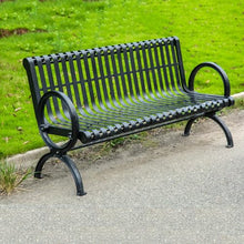 Outdoor Porch Garden Bench, Weatherproof Cast Iron Frame Chair Yard Front Porch Path Yard Lawn Bench,Park Bench with Armrests and Backrest,for Entrance Decor Deck Furniture