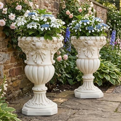 Merax 2 Set 23.03" H Classical Floral Relief Urn Planter