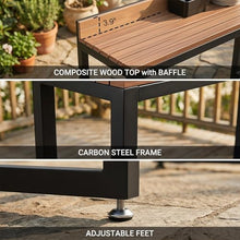 MISXEOE Outdoor Patio Bar Height Table with Baffle, Weather Resistant High Counter Table Porch Pub Tables Wood-Plastic Tabletop, for Poolside Garden Balcony Restaurant Cafe(White,70.8"x15.7"x40.5")