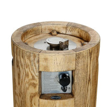 Afterglow 16" Round Propane Fire Pit Smokeless Propane Fire Column Terrafab 40,000 Btu with Lava Rocks & Weather Resistant Cover for Outdoor Patio Garden Backyard Decking Decor, Brown Wood Grain