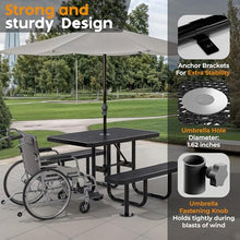 OUTTANS Commercial Metal Picnic Table (Black, 4' Rectangular)