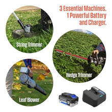 Westinghouse 20V Cordless Leaf Blower, 350 CFM, 110 MPH + 22" Cordless Hedge Trimmer, Dual-Action Steel Blades + 2-in-1 Cordless String Trimmer & Edger, 12" Cutting Path with 4.0Ah Battery & Charger