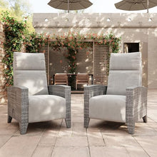 IDEALHOUSE Wicker Outdoor Recliner Reclining Patio Chair with Adjustable Back & Footrest 150° Lay-Flat Reclining with Air Pump Rattan Flip-Up Side Table Outdoor Lounge Chair for Pool Deck Balcony
