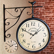 Garden Wall Clock Classic Station Wall Clock Retro Double Sided Wall Clock Outdoor Clock with Bracket Vintage Wall Clock - Vintage Clock