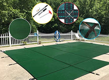 WaterWarden Premium Pool Safety Cover for 18’ x 36’ In-Ground Pool with Left Step, 20-Year Warranty, Superior Strength and Durability, UL Classified to ASTM F1346, Hardware Included, Green Mesh