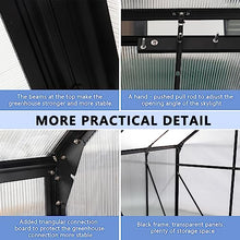 BouPower 6x6 FT Polycarbonate Greenhouse,Aluminum Strudy Walk-in Greenhouses for Outdoor Backyard in All Season, Black