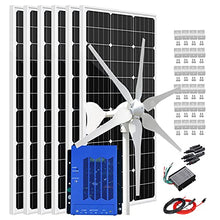Giosolar 1000 Watt Solar Wind Power Hybrid Kit Off-Grid System for Charging 12V 24V Battery:400W Wind Turbine Generator,6X 100W Monocrystalline Solar Panel,MPPT Controller,for RV Boat Home Roof