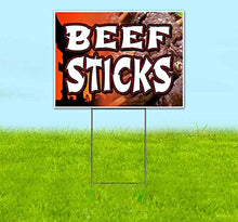 Beef Sticks (18" x 24") Yard Sign, Quantity Discounts, Multi-Packs, Includes Metal Step Stake, Bandit, New, Advertising, USA