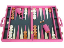 Zaza & Sacci Leather Backgammon Set 20" Attache Case Pink