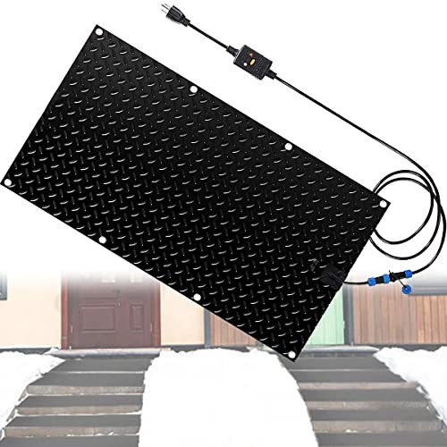 Snow Melting Mat for Snowy Paths to Hot Tubs,Heated Outdoor Walkway Stair Snow Melting Pad,Melts 2 Inches o of Snow Per Hour,Anti-Slip Traction,Prevents Ice Accumulation,20 * 30inch(50.8 * 76.2cm)
