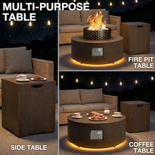 2-Piece 30" Propane Fire Pit Table for Outside Patio with Hidden Tank Table