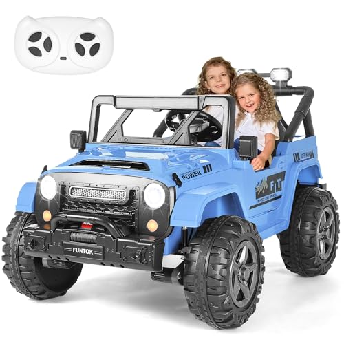 FUNTOK 2 Seater 24V Ride On Truck Grey Blue