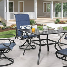 PatioFestival 5-Piece Metal Outdoor Dining Set with Swivel Rocker Chairs Blue