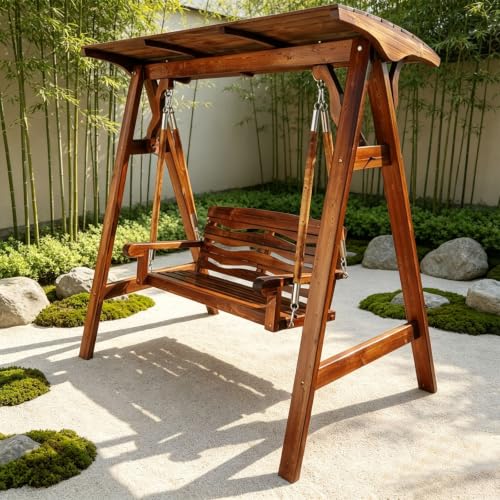 2 Person Wooden Porch Swing, Wooden Patio Porch Swing Chair