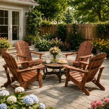 EXPEAK Oversized Wooden Folding Adirondack Chairs Set of 4, Hemlock Wood Patio Fire Pit Chairs with Pre-Assembled Backrest & Seat Board, Outdoor Lounge Chair for Backyard Garden Porch Deck, Brown