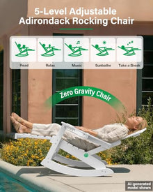 YEFU Adirondack Rocking Chairs Set of 4, with Footrest, 5-Level Adjustable