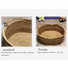OQPJMYZ Picnic Bags Rattan Picnic Basket,Hand Weave Storage Basket, Picnic Basket,Folded Hand Storage Basket Travel Camping