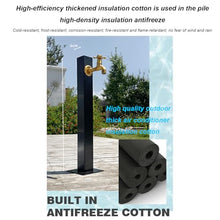 FUYAO 304 Stainless Steel Cylindrical Vertical Garden Water Column,Freestanding Hose Stand with Lock Faucet,Outdoor Antifreeze Faucet Water Dispenser Hydrant Water Feature Fountain