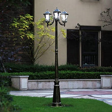 PeiyuLight Retro Outdoor 3-Light Floor Lamp - Vintage Aluminum & Glass Column Light for Garden, Patio, and Balcony - E27 Compatible, Waterproof, Decorative Lighting(300cm)