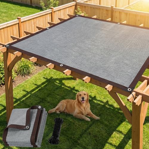 PIPRE 90% Sun Shade Cloth with Grommets, 25' X 50' Pergola Shade Cover Canopy, Sun Screens for Patio, Outdoor, Garden, Backyard, Gray