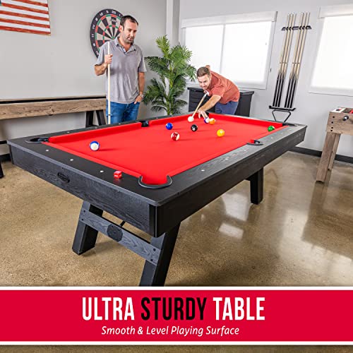 GoSports 7 ft Pool Table with Wood Finish Red