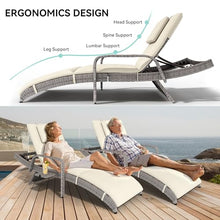 YITAHOME Wicker Chaise Lounge w/Pull-Out Desktop, 5-Position Backrest