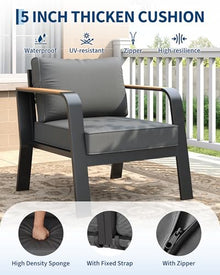 Modern Aluminum Outdoor Loveseat Sofa – 2-Seater Metal Patio Couch