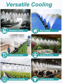 Watering System Misting Line System for Cooling for Garden, Greenhouse, Lawn, Adjustable Water Flow, Quick Connect and Pull Out ﻿(100m/328ft)