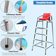 DLYZAYE High Stool Ground Pool Ladder Lifesavers Observation Chair with Hook & Umbrella Jack Hole, 304 Stainless Steel Swimming Competition Referee Chairs, 1.9m Tall Lifeguards's Chair
