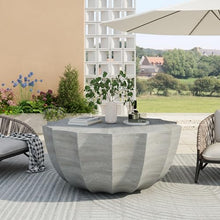 35" Indoor Round Coffee Table, Waterproof Coffee Table Modern MgO Cement Design End Tables for Living Room, Outdoor Patio Coffee Tables for Garden, Backyard, Balcony, Marble White