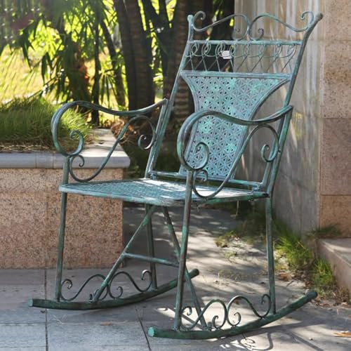 TBLOTYD Vintage Cast Iron Rocking Chair with Armrests - Outdoor Patio Rocker, Ideal for Garden, Lawn, Camping, Wedding Decor, and Backyard Parties