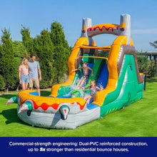 HeroKiddo 13ft T-Rex Dinosaur Commercial Inflatable Dual Lane Water Slide