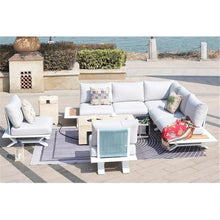 Patio White Aluminum 7-Person Outdoor Seating Group with Fire Pits