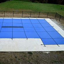 WaterWarden Premium Pool Safety Cover 16’x32’ Right Step Solid Blue With Drain Panel