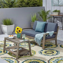 Christopher Knight Home Grenada Outdoor Acacia Wood Loveseat and Coffee Table Set with Water Resistant Cushions, Teak Finish / Red