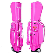 ACXZ Golf Trolley Bag with Wheels, Shoulder Strap, 5 Dividers, Pink