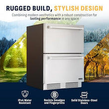 NewAir 24” Dual Zone Outdoor Beverage Fridge and Freezer | Freestanding or Built-In Under counter Refrigerator for Outside Patio | Dual Drawers that Refrigerate and Freeze | Stainless Steel