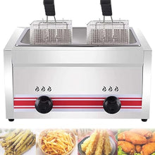 Professional Commercial Gas Fryer, Stainless Steel LPG Fryer, Adjustable Firepower, with Baskets and Lid, Easy Cleaning Singlecylinder20l