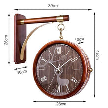 ERTTGWGF Home use Vintage Wooden Double Sided Bracket Mounted Silent Outdoor Indoor Station Clock for Garden Home White Clock Dial