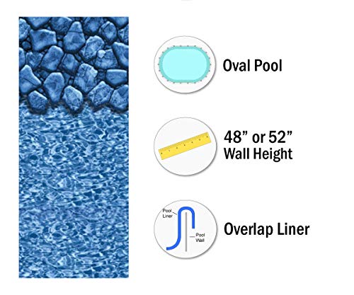 Smartline Boulder Swirl Oval Liner | Overlap Style | 18'x40' | 48/52" | 25 Gauge | Steel Above-Ground Pool
