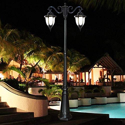 2-Lights Antique Victoria Street Light Retro Ip54 Waterproof Aluminum Metal Pillar Lantern Outdoor Landscape High Pole Post Lighting E27 Courtyard Park Lawn Column Road Post Lamp Individualit ( Heig