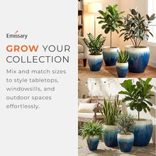 Emissary Home and Garden 13in., 16in., 19in.,23.5in. H Blue Snow Stoneware Round Planters with High-fire Treatment (Set of 4)